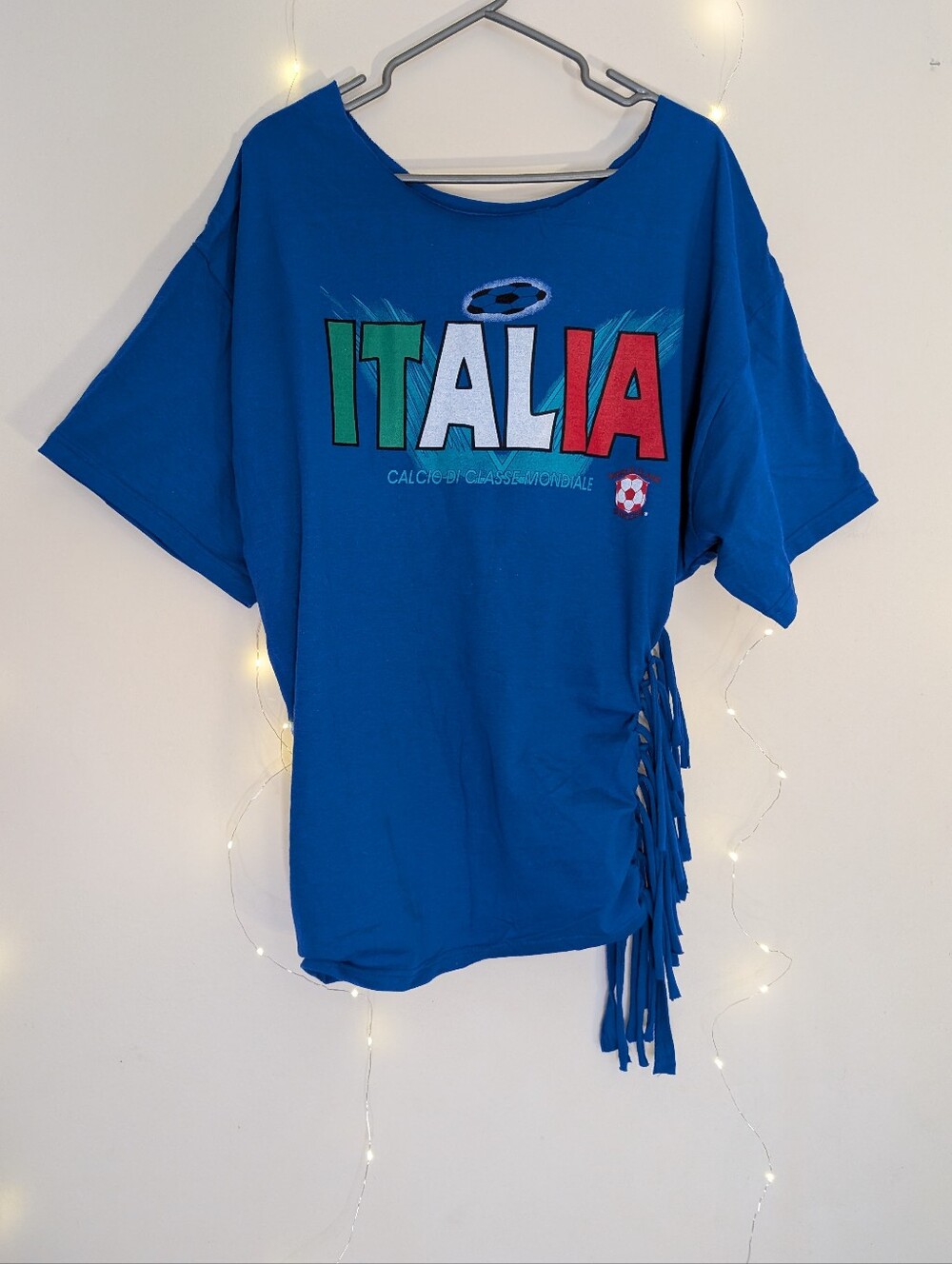 Upcycled Italia Soccer Fringe Top / Mini Dress